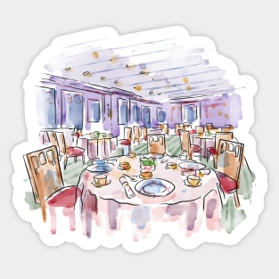 Restaurant Watercolor Illustration Sticker